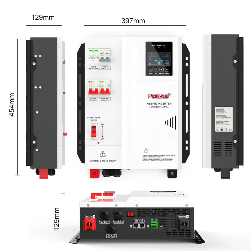 Fchao Solar Hybrid Inverter 3KW 4KW 5.5KW WiFi APP Monitoring 12/24/48V Off-Grid MPPT High-Efficiency Sine Wave Inverter