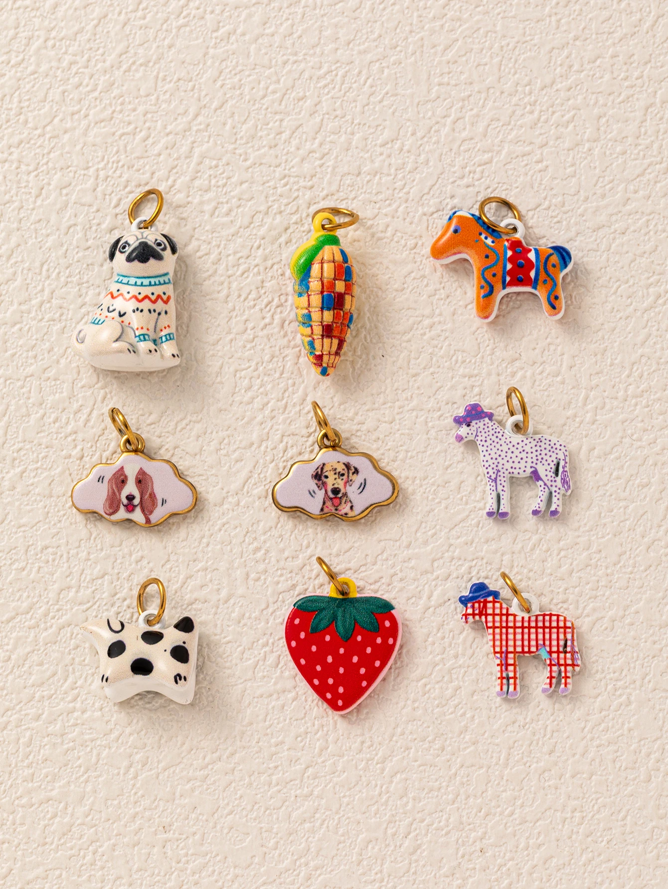 316 Edelstahl Wasserdicht Farbbeständig Frisch Niedlich Mais Welpe Erdbeere DIY Anhänger Charms für Schmuck – Detail 3
