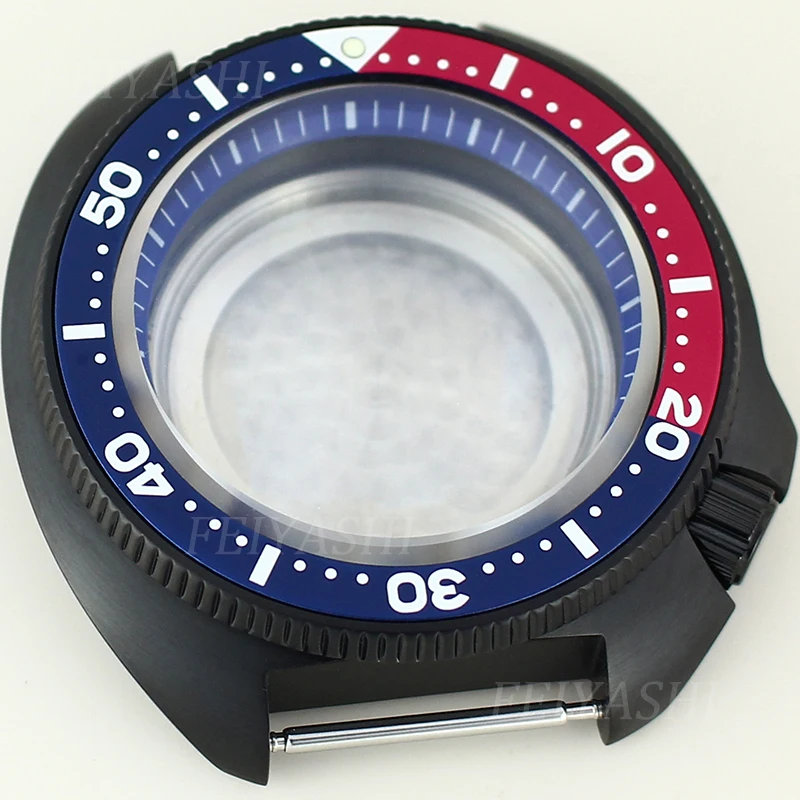 

Black 44mm Turtle Watch Case Sapphire Crystal Glass For SKX6105 Seiko NH34 NH35 NH36 NH38 Movement 28.5mm Dial Parts Solid Back