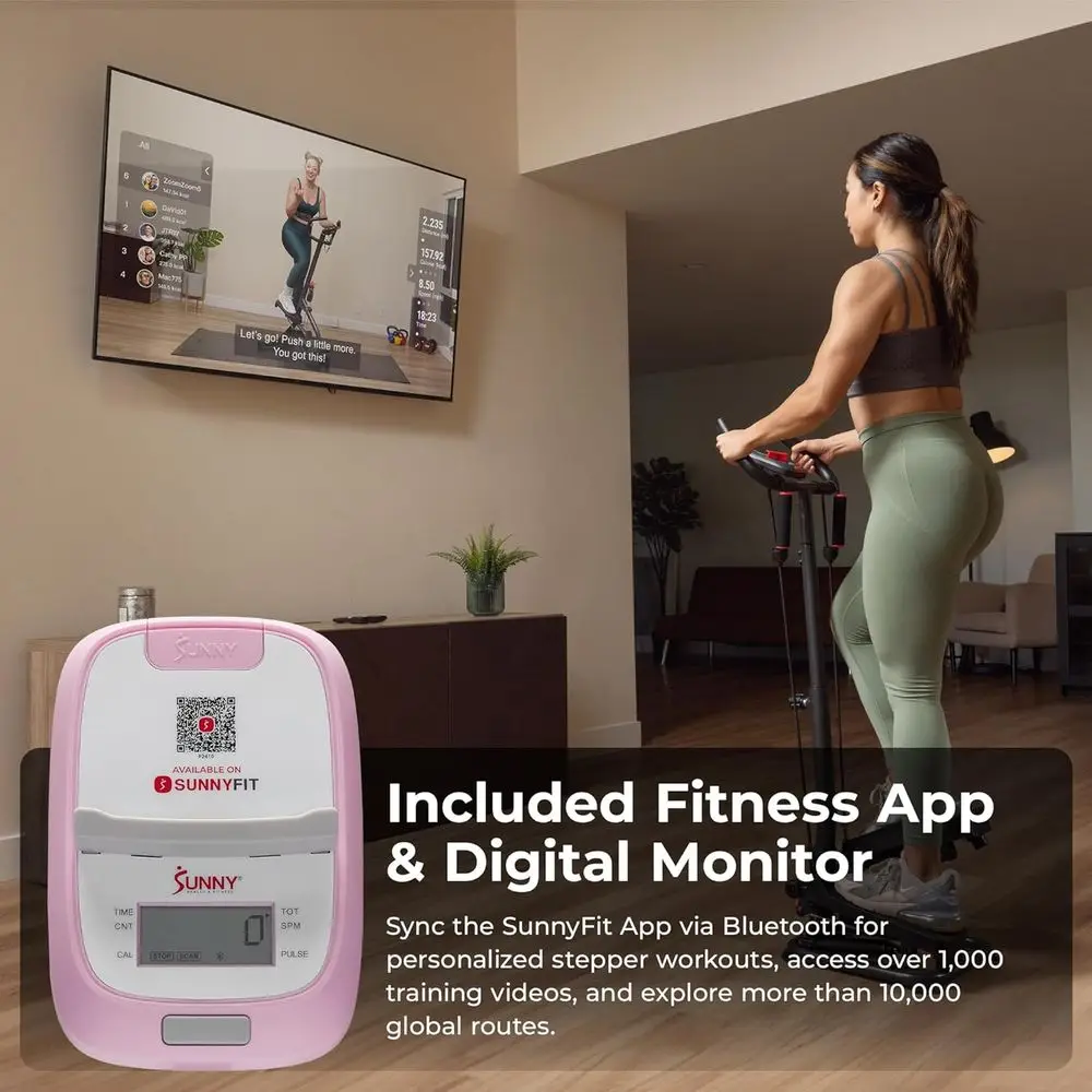 ستيبر ذكي 2 في 1 من هوم توتال بودي مع مقبض وأشرطة مقاومة وشاشات LCD ودواسات مضادة للانزلاق - بحد أقصى 330 رطل #4