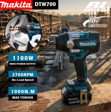 Makita DTW700 18V Brushless Impact Wrench 1/2 Inch 700/1000Nm 4-Mode Power Tool for Auto Repair Heavy Duty Use