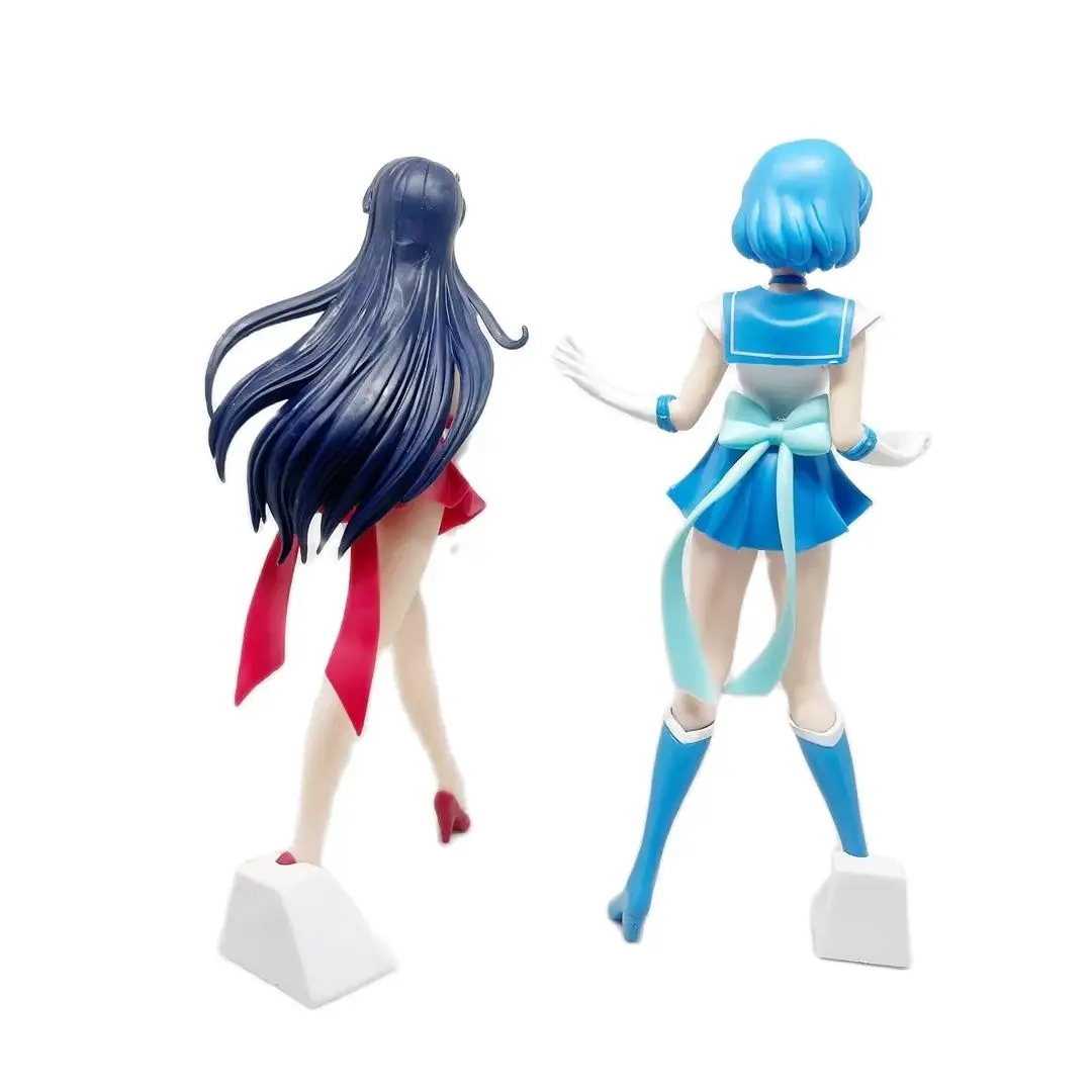 Anime Sailor Moon Sailor Mercury Mizuno Ami Sailor Mars Hino Rei PVC Action Figure Game Statue Collectible Model Kids Toys Doll