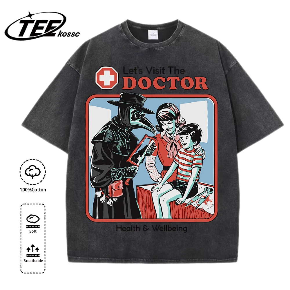 The Treating Doctor Design Washed T-Shirt Mens Summer Hot Sale Tee Shirts Cotton Comfortable Top Unisex Multicolor Soft Clothes image 4