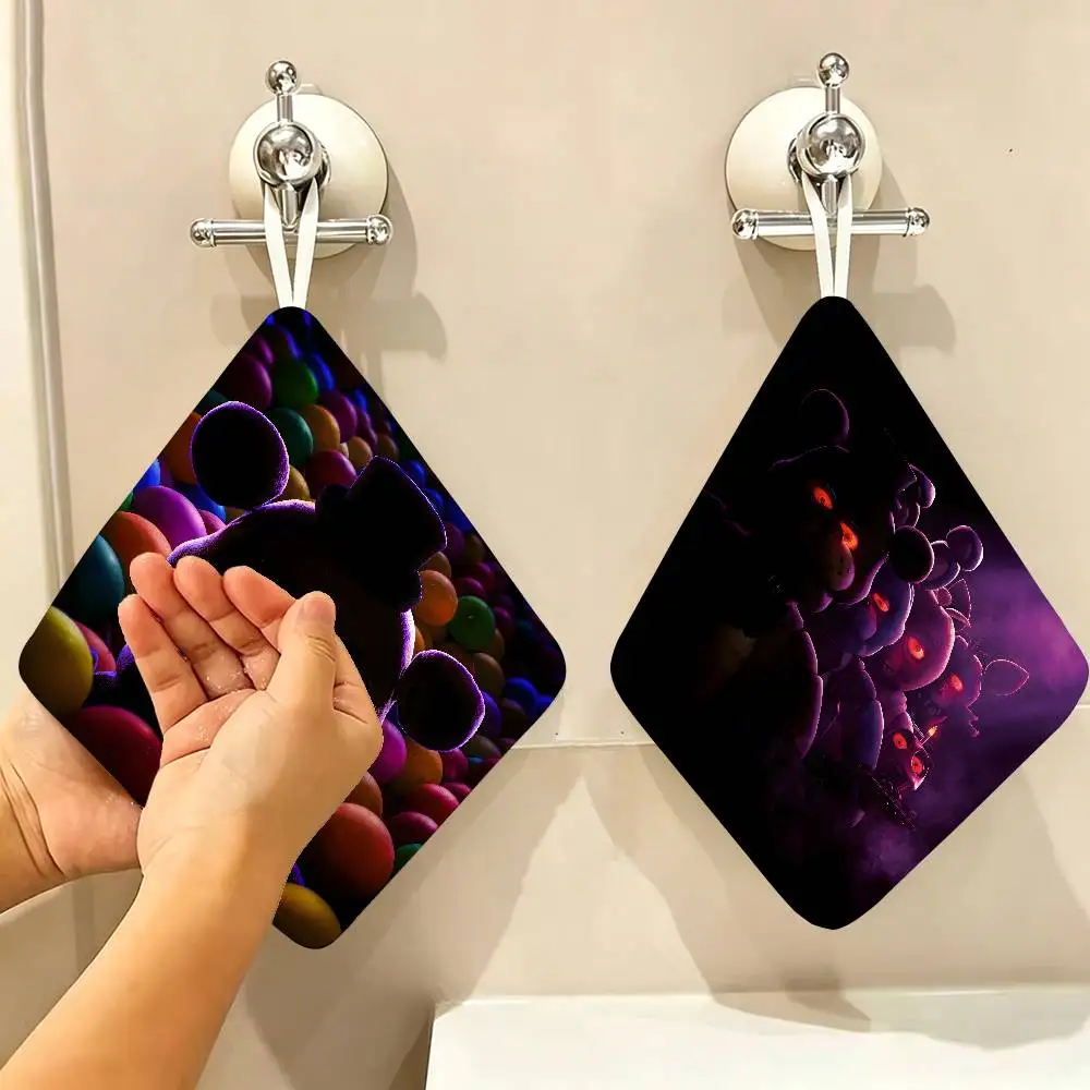 Fnaf Anime Five-Nights-At-Freddys Reusable Hanging Kitchen Towel, Polyester Cotton Soft Fabric for Office Home Daily Life