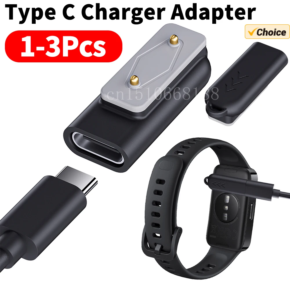 For Samsung Galaxy Fit 3 Charger Adapter USB Type-C Elbow Charging Adapter Portable for Huawei Band 9 8 7/Huawei Watch Fit 3 2