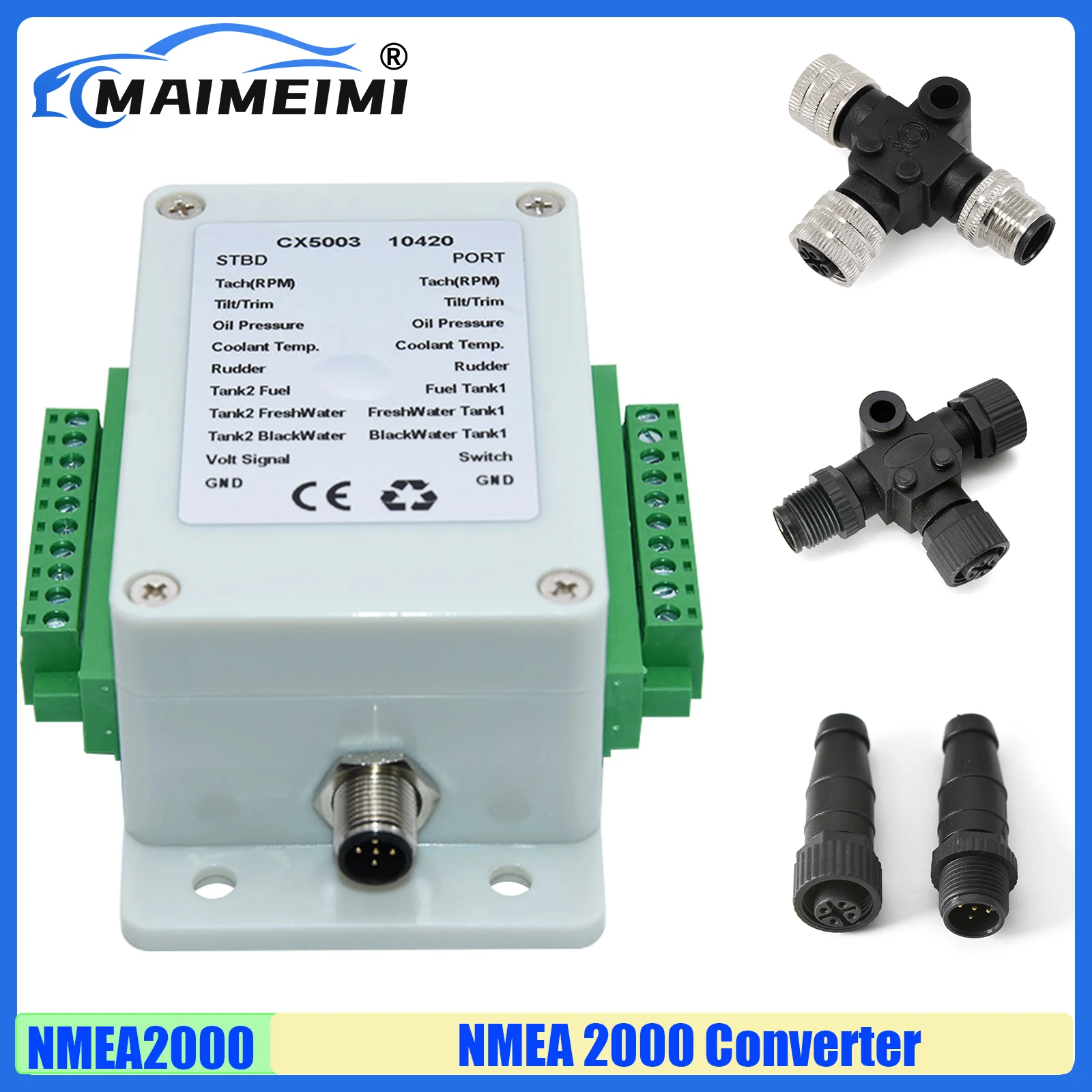 MAIMEIMI NMEA2000 Adapter Connector Dual Engine Converter Terminal Resistance Connector Cable 0.5M~4M Length Cables Connector