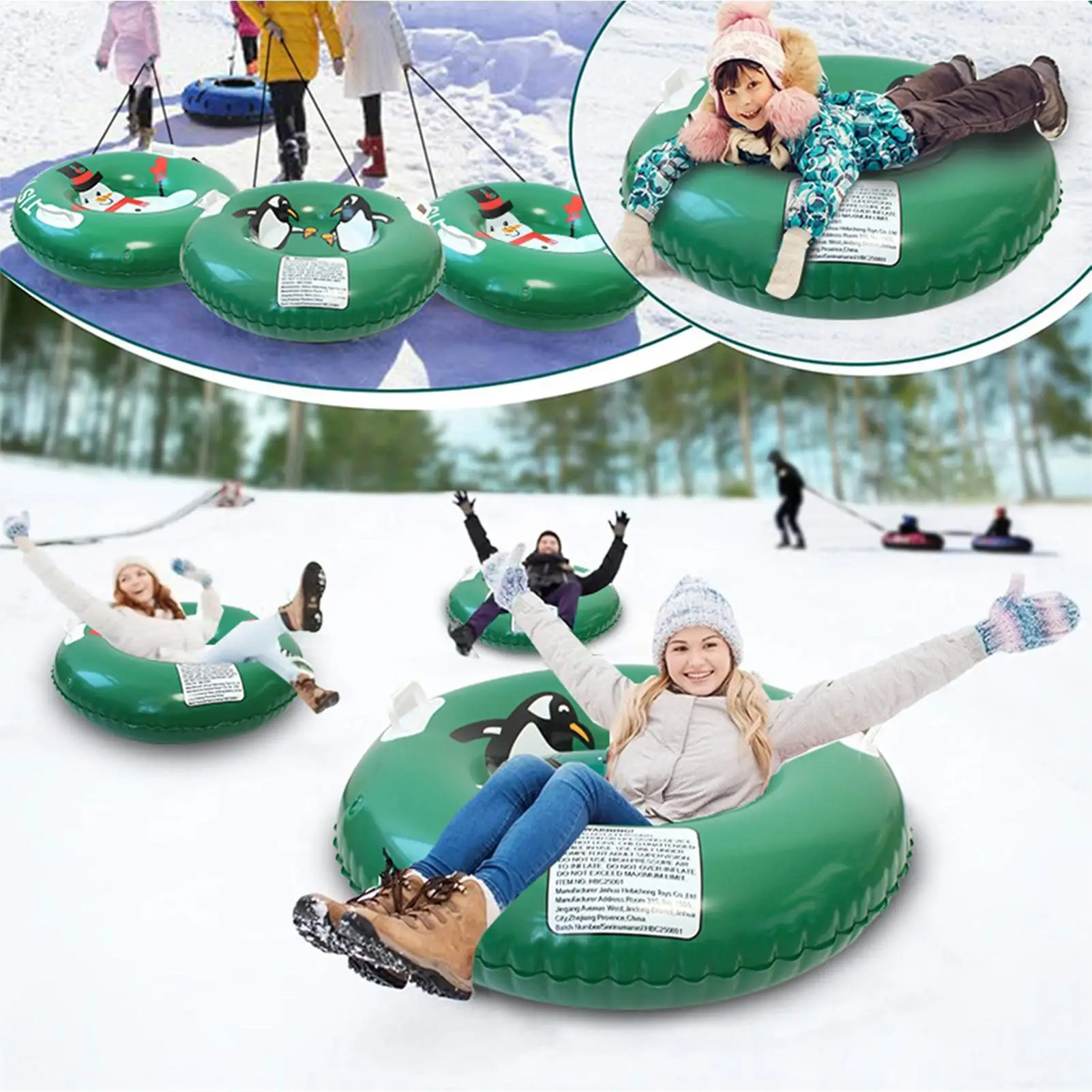 Heavy Duty Inflatable Snow Tube With Handles Winter Adventure Toys Parks Backyards Beaches Christmas Sports Rescue Activity