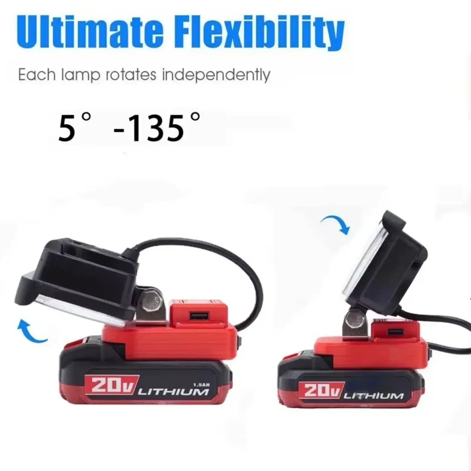 

Беспроводной портативный рабочий фонарь с быстрой зарядкой через USB для Bauer, 20 В, литий-ионный аккумулятор, светодиодный рабочий светильник для дома, кемпинга, путешествий на открытом воздухе