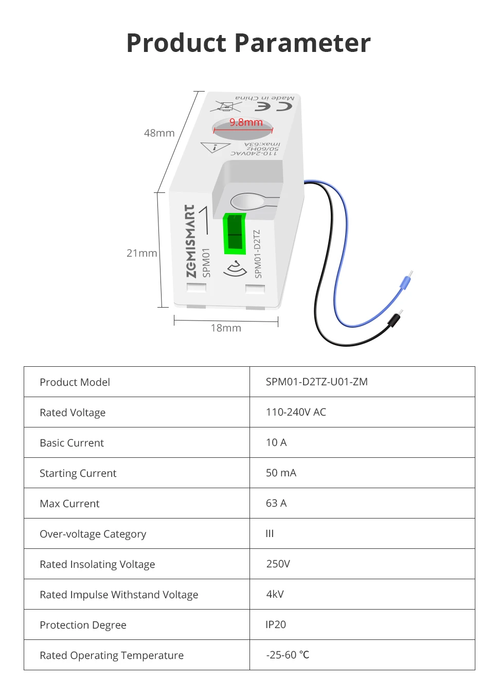 Zemismart Zigbee 3.0 Smart Power Monitor 63A Energiemessgerät Echtzeit-Detektor Kompatibel mit Homey Unterstützt Zigbee2MQTT ZHA – Detail 15