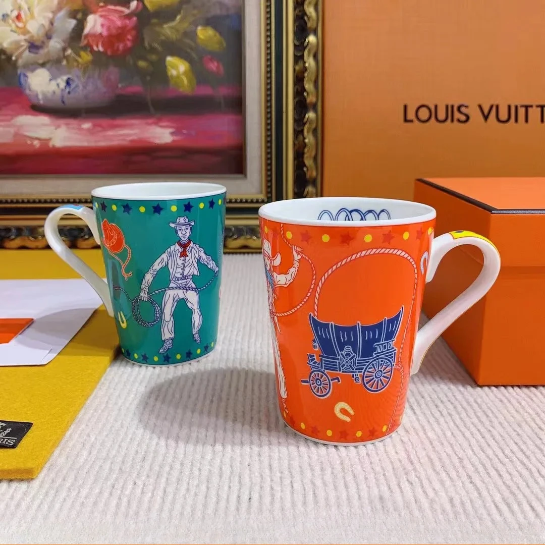 

Bone China European Western Cowboy Mug Bone China Tea Cup Water Cup Couple Pair Cup Gift Box Packaging Souvenir