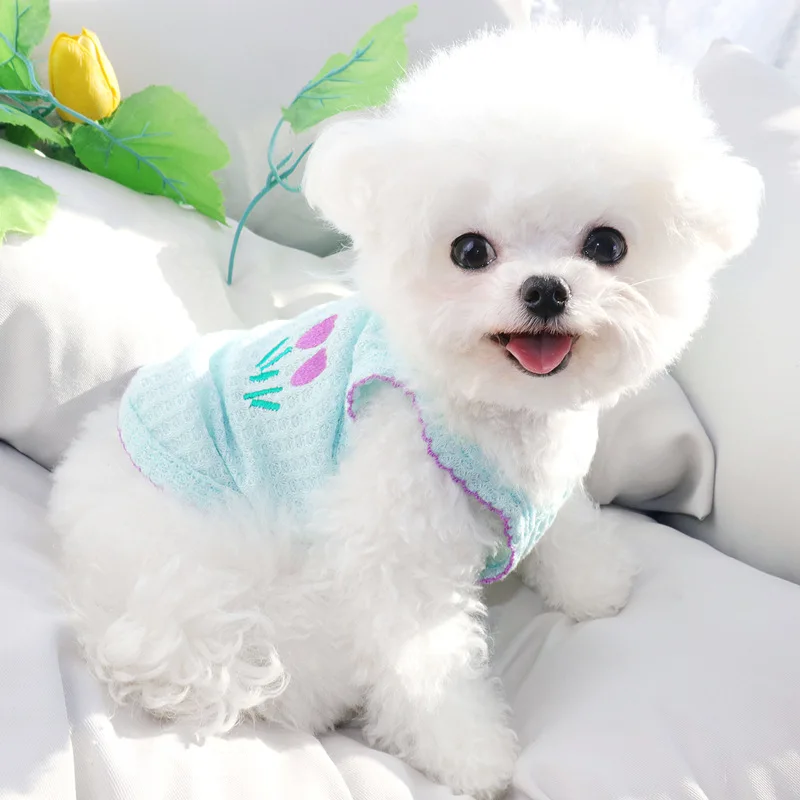 2024 Pet Cat Dog Vest Puppy Summer Clothes Breathable Mesh Solid Dog Suspendera Cute Dog Costume Bichon Chihuahua Vest Dresses