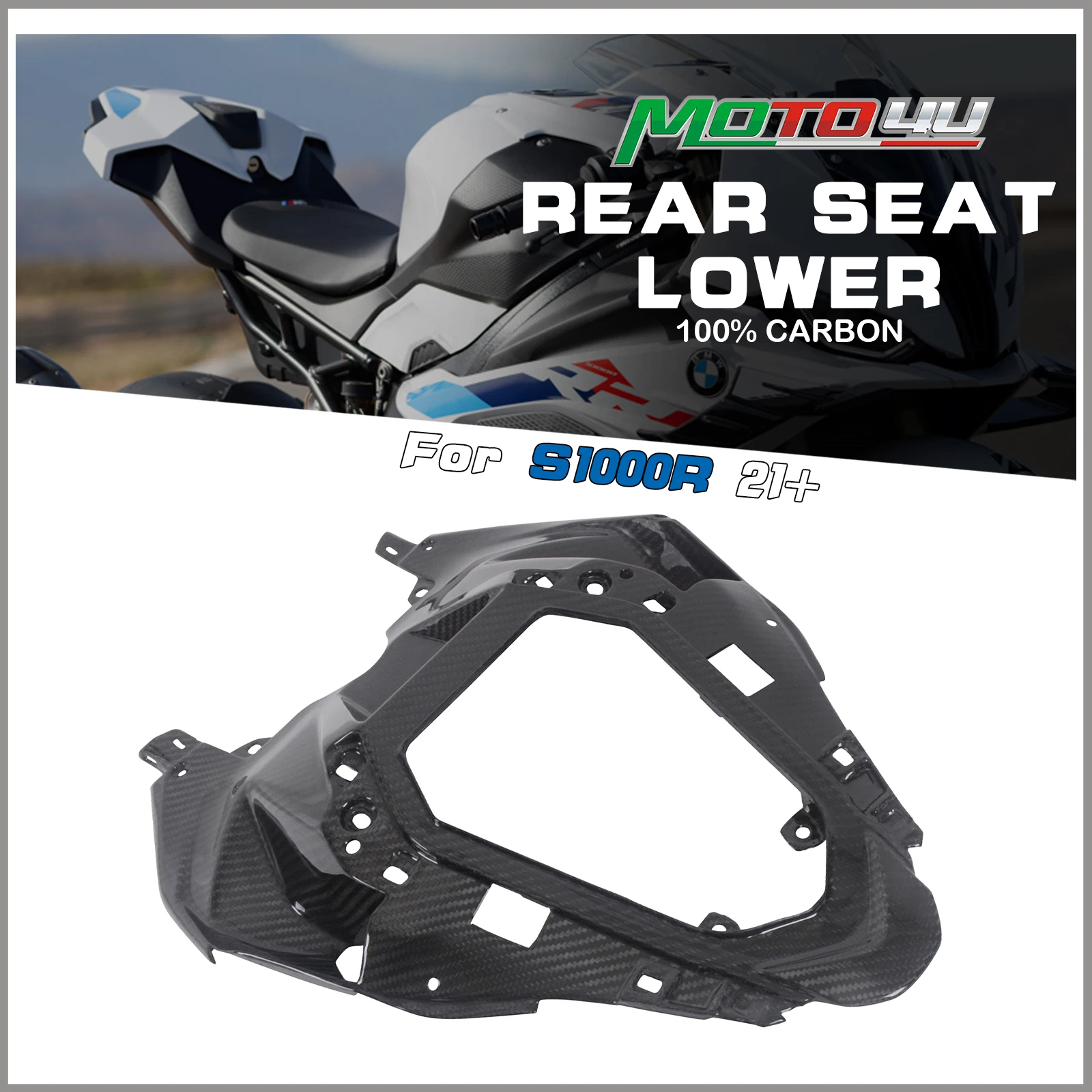 

Для BMW S1000R 2021-2025: 100% карбоновый нижний обтекатель заднего сиденья мотоцикла, полностью из сухого карбона