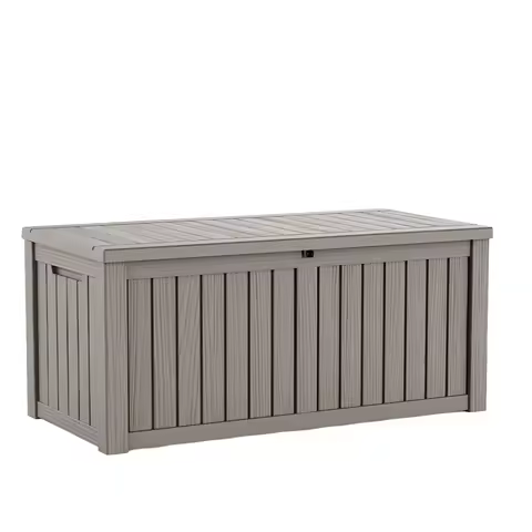 120 Gallon Outdoor Deck Box, Lockable Waterproof Outdoor Storage Boxes For Garden Tools,Indoor Cushions,Weatherproof Container