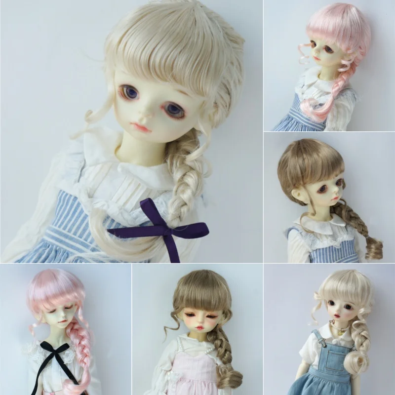 JD534 1/8 OB11 1/6 YOSD 1/3 SD  Single Braids  Synthetic mohair BJD Wig 6-7