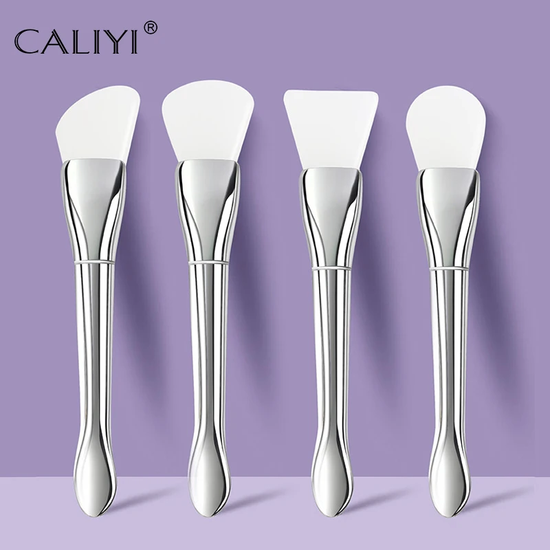 1/4 PCS Silicone Facial Mask Brush Soft Head with Scraper Integrated Dual-use Mud Film Brush DIY Film Adjusting Beauty Tools
