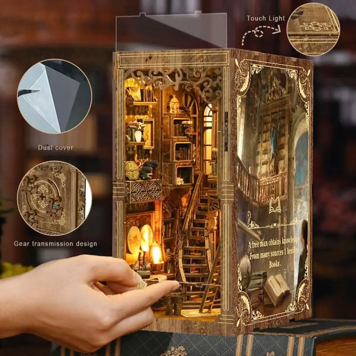 Juegos de libros en miniatura, juegos de rincones de lectura, juegos de rincones de lectura para casas de muñecas en miniatura, modelos de decoración de estanterías con rompecabezas 3D y juegos de