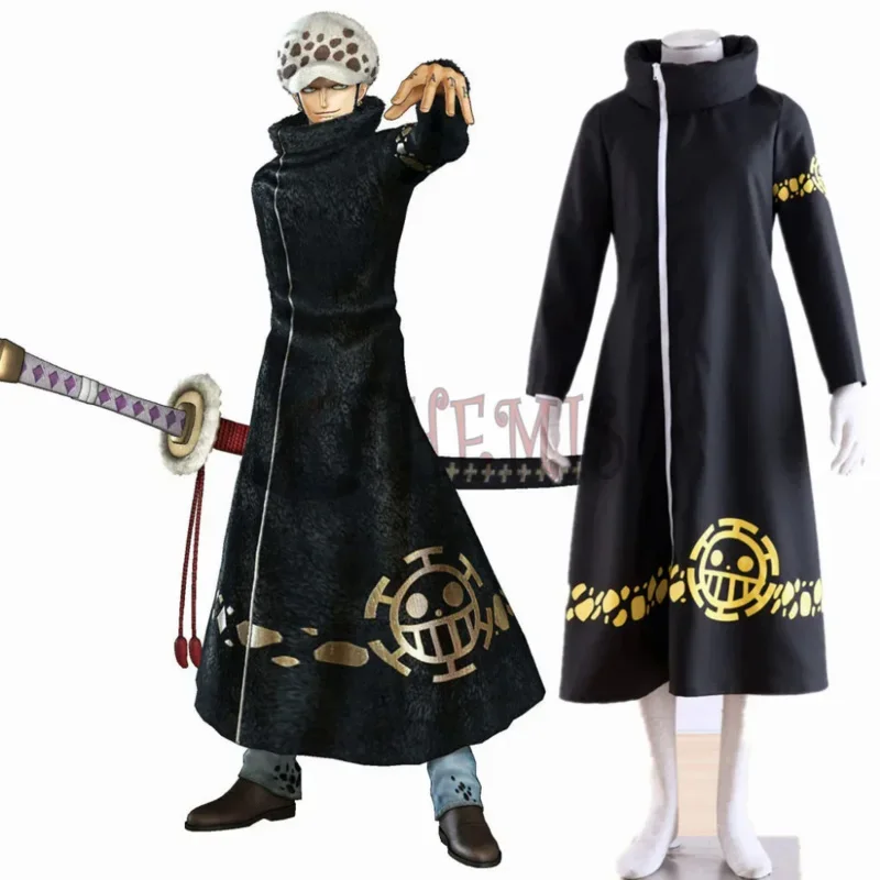 Athemis ONE PIECE Trafalgar Law (Trafalgar D Water Law) Long Coat Jacket Cosplay Costume For Kids Adult Plus Size