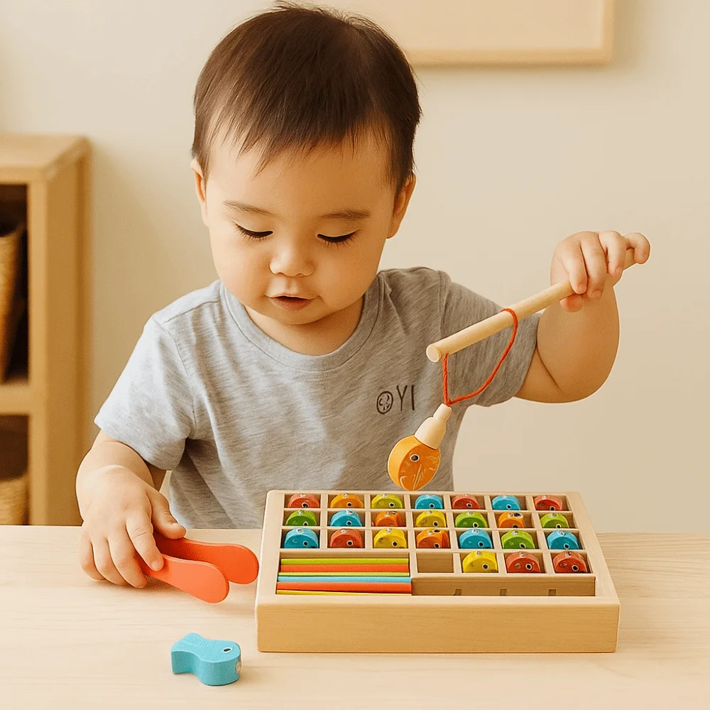 Met genummerd houten magnetisch visspel Vroeg onderwijs Montessori Matching Bordspel Interactief Multifunctioneel
