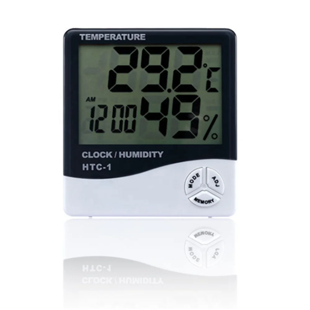 مقياس حرارة LCD الإلكتروني للرطوبة HTC-1 مقياس حرارة رقمي داخلي وخارجي