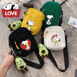 Snoopys Messenger Bags Anime Merch Women Man Canvas Shoulder Bag Cartoon Casual Boy Girls Small Square Pouch Kids Birthday Gifts