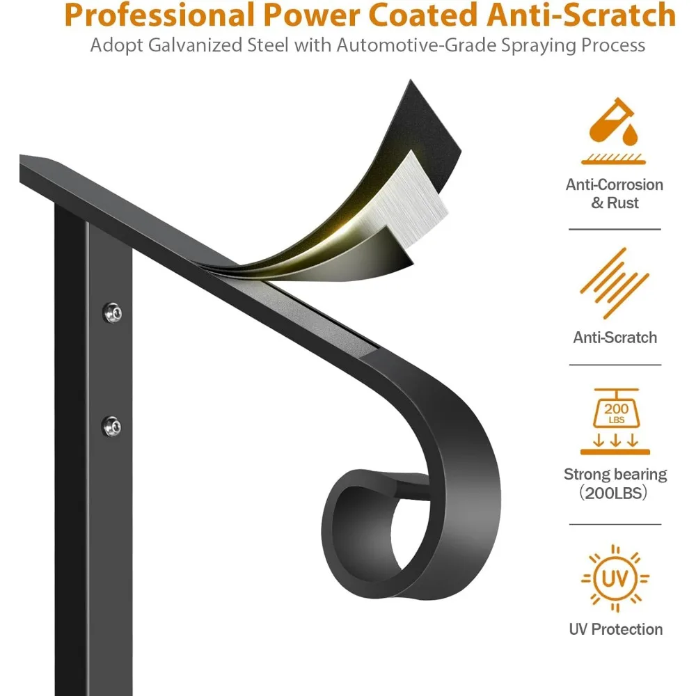 درابزين فردي متين للاستخدام الخارجي للسلالم، تصميم من الحديد المطاوع، مناسب لخطوات 1-2، قضيب إمساك داعم قوي #4