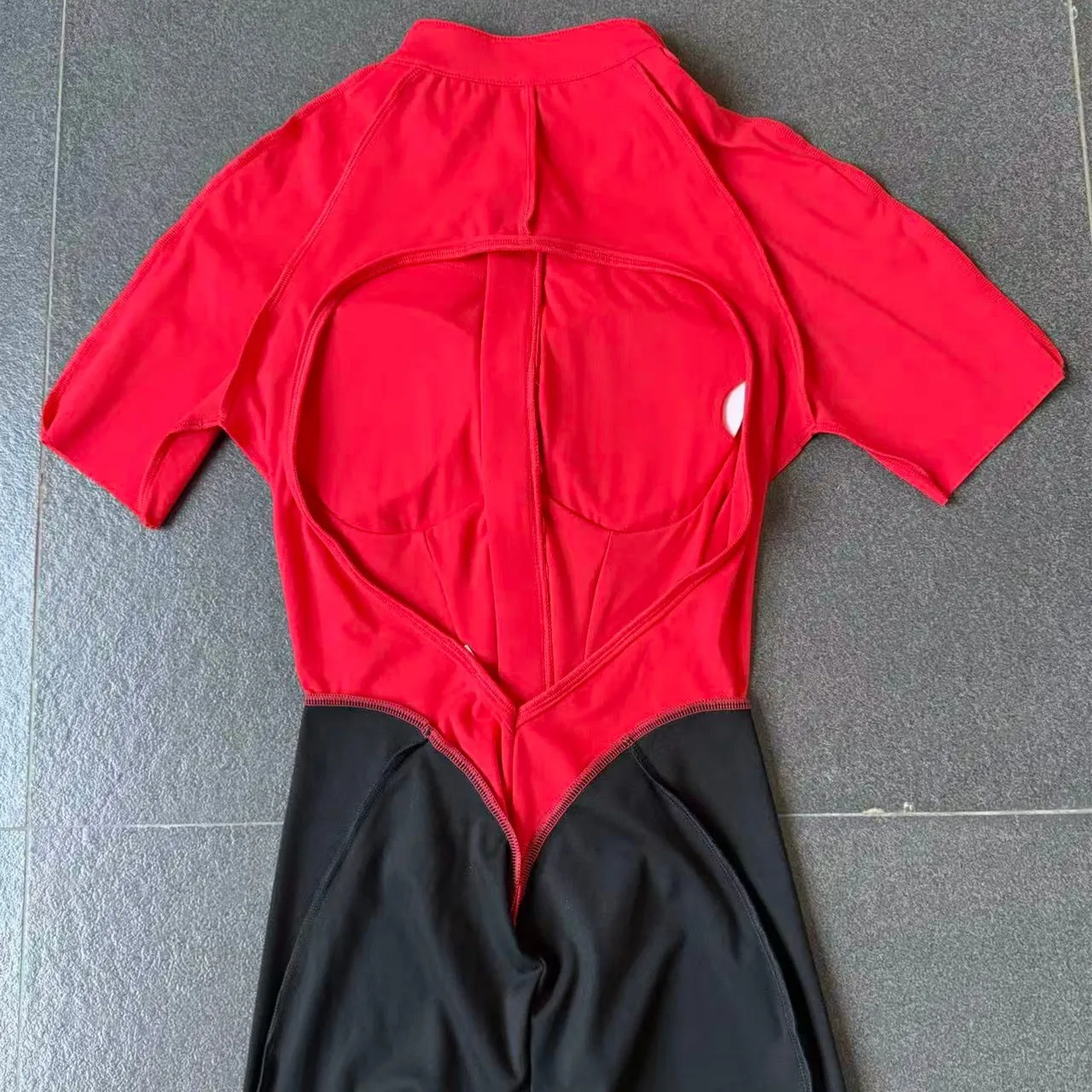 Women Gym Workout Clothes Jumpsuits Color Block Yoga Bodysuit with Zipper Open Back Butt-lifting Outdoor Fitness Activewear XP84