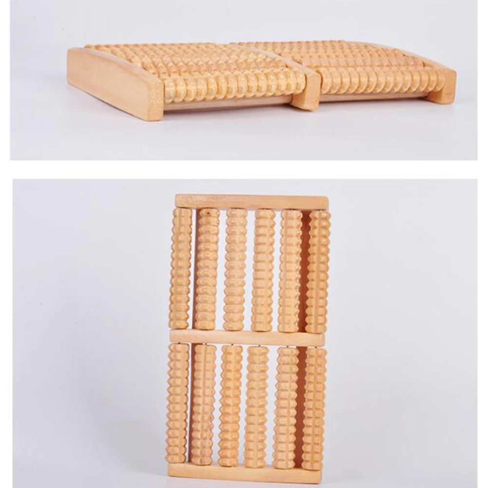 

6-Row Wooden Foot Massager Roller Natural Wood Foot Trigger Point Acupuncture Relaxation Pain Relief Arch Heel Tension Roller