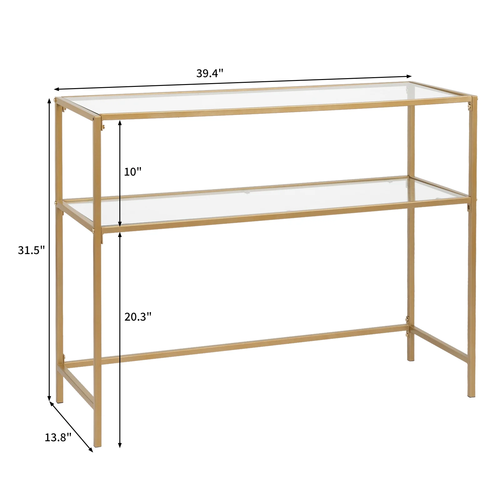 [Flash Sale]100CM Console Sofa Table Modern Entryway Table Tempered Glass Table Gold Metal Frame for Living Room Hallway[US-W]