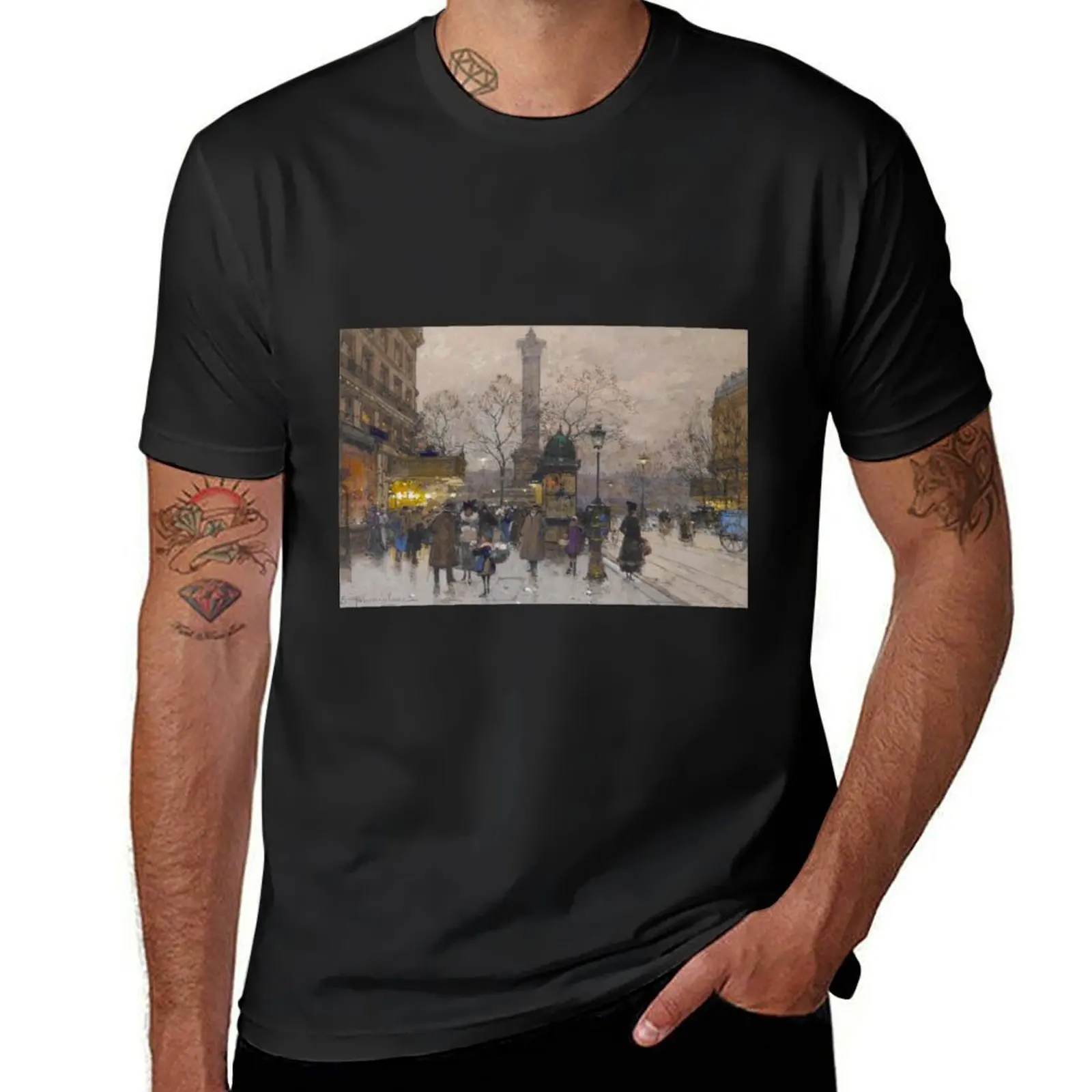 Bastille (20th century) - Eugène Galien Laloue T-Shirt animal prinfor boys customs korean fashion slim fit t shirts for men