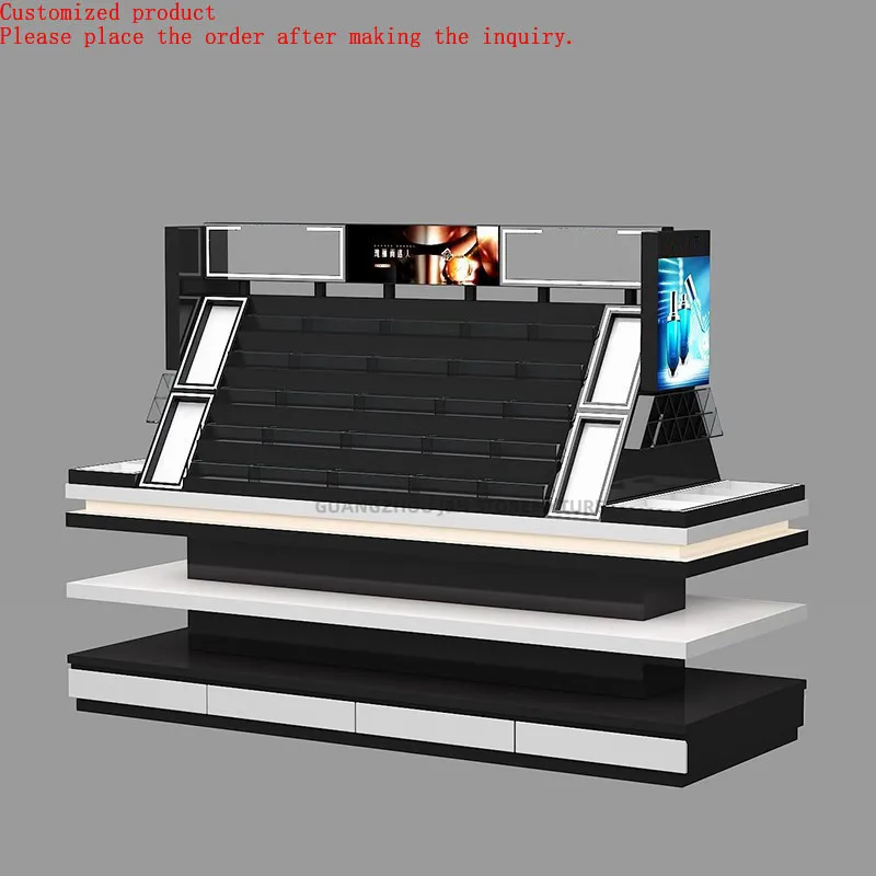 

Shopping Mall Beauty Perfume showcase Cosmetics Display Cabinet with LED Display Shelves Cosmetic Counter