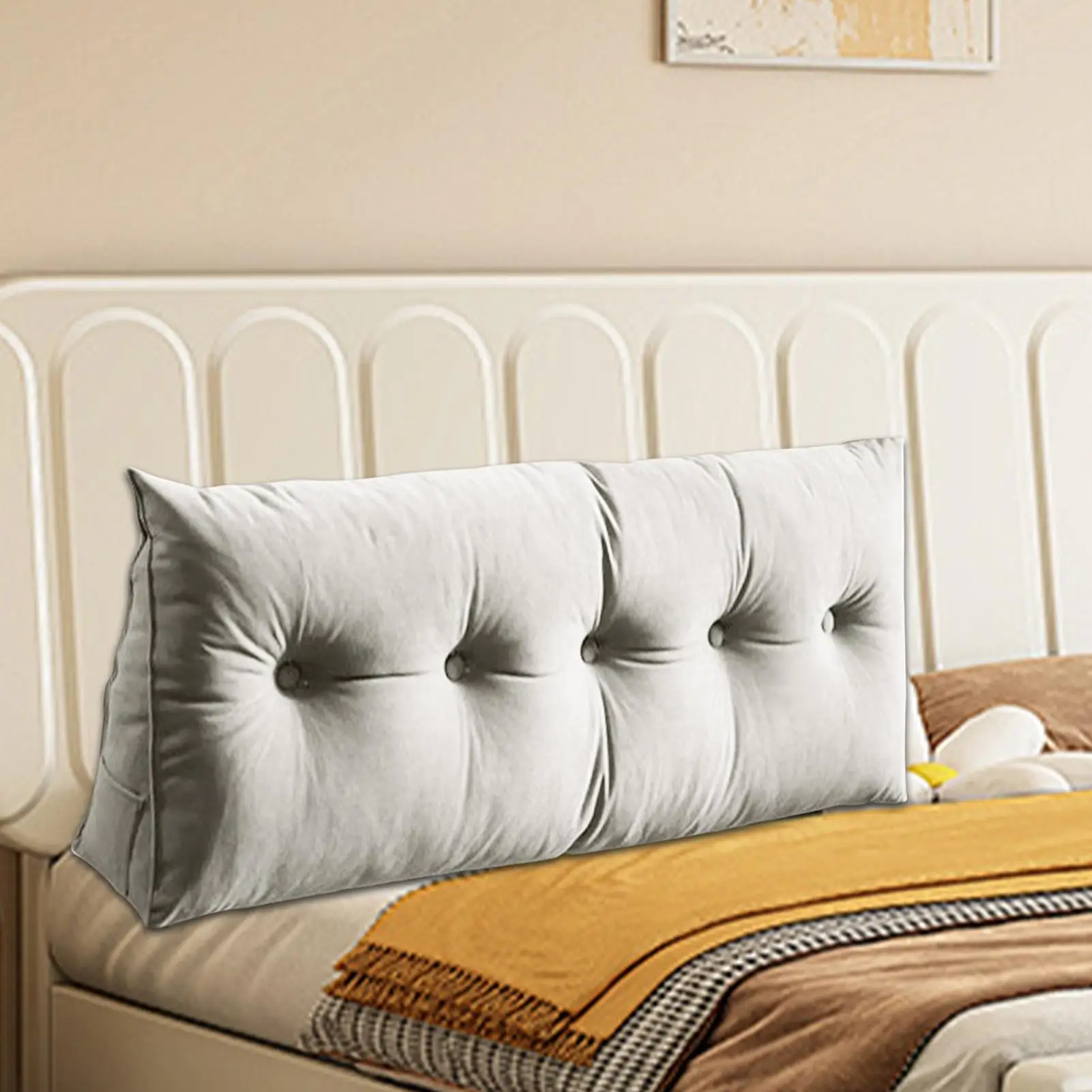 

Wedge Pillow Headboard Bed Rest Triangle Cushion Orthopedic Relief Waist Pillow For Sitting Working Reading Dorm Bedroom Living