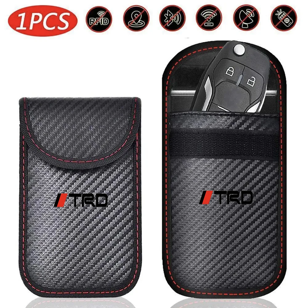 Car Key Signal Blocker Cage Fob Pouch Keyless For Toyota TRD Logo Corolla Chr Avensis Yaris Camry Racing