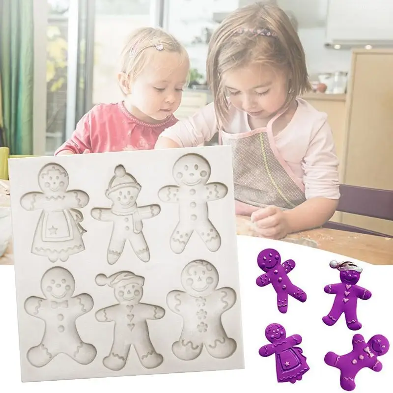 Christmas Gingerbread Man Silicone Mold Random Color Fondant Cake Chocolate Candy Clay Kitchen Tool