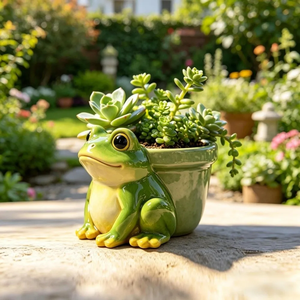 Storage Resin Potted Sculpture Thickened Garden Decor Succulent Pot Funny Pencil Holder Frog Planter Indoor Outdoor