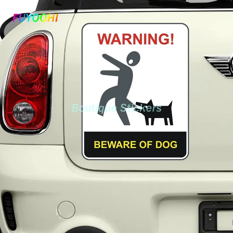 

FUYOOHI Funny Stickers Reflective Decal Beware of Dogs Warning Car Window Bumper Motorcycle Helmet Waterproof Sunscreen Decals
