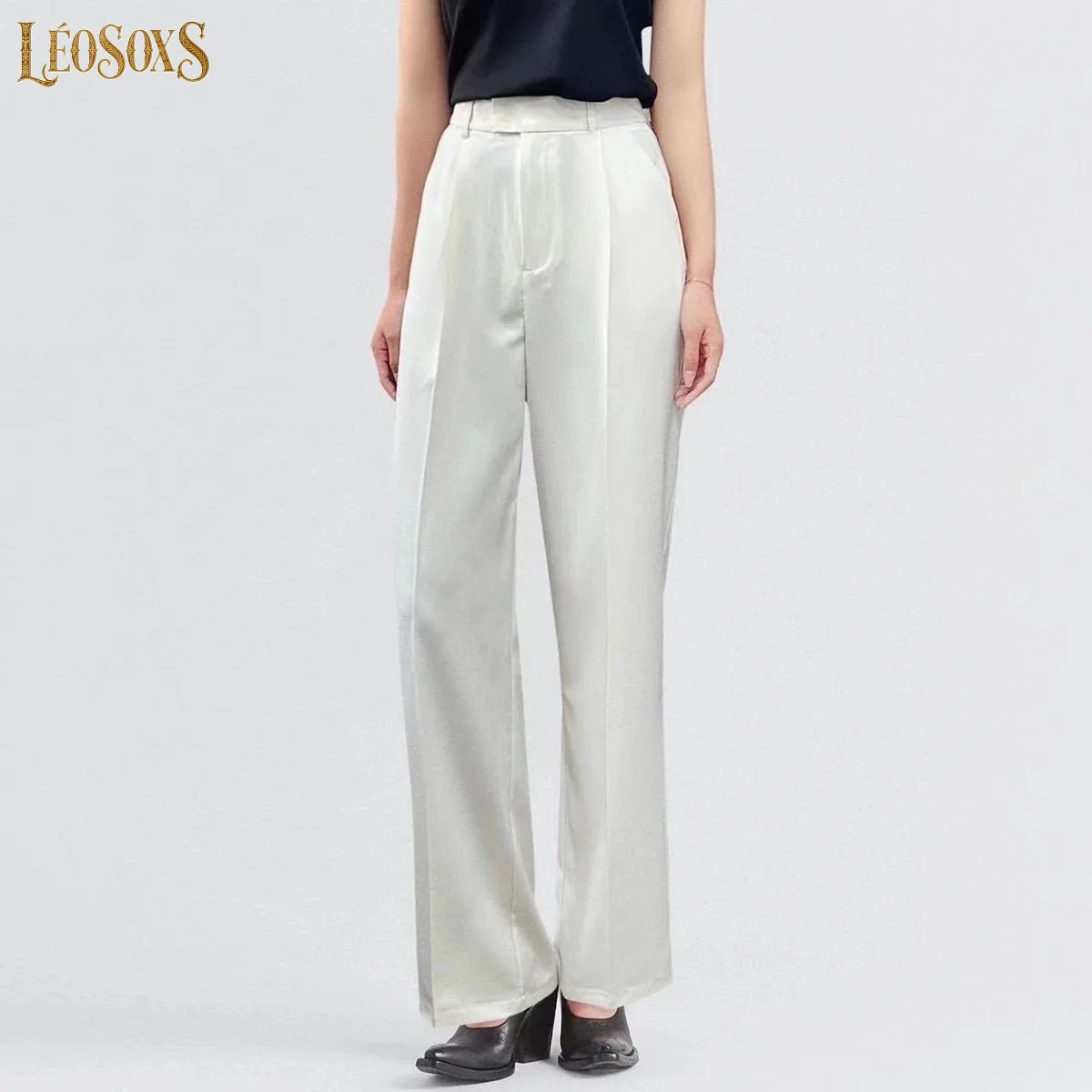 LEOSOXSSpring And Autumn HighQuality Fashionable Narrow Straight Tube Casual Versatile And Comfortable Women's High And Slim Pan
