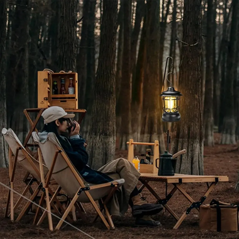 Outdoor Cob Camping Light Multifunctional Retro Portable  High Power Rechargeable Led Hanging Emergency Lamp Tent Light Travel