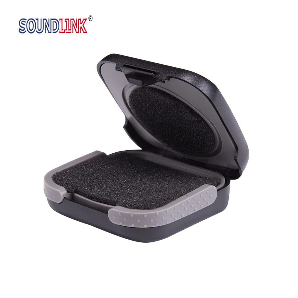 Soundlink Hearing Aid Case Universal Small Carry Case with Foam Lining Black White Storage Box for CIC ITE ITC