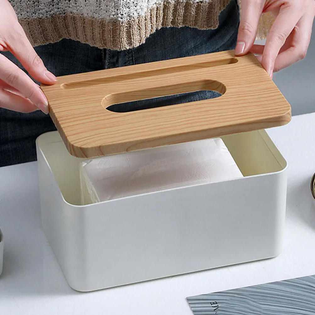 

Wooden Grain Tissue Box Multi Extraction Box High Class Pet Desktop Napkin Holder Decorative Storage Container For