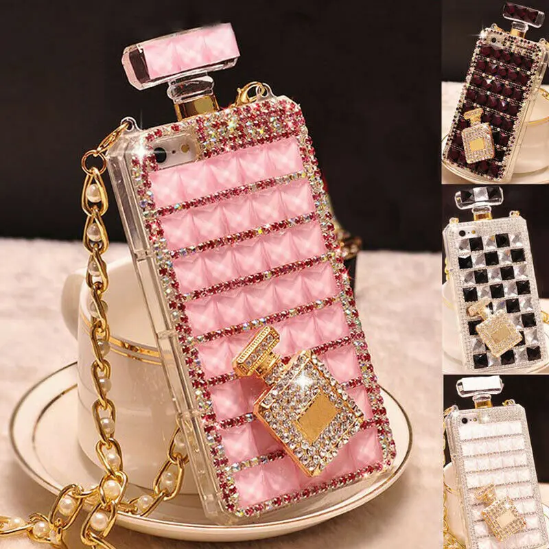 Luxury Bling Diamond Rhinestone Perfume Bottle Case For Samsung S10 S20 S21 S22 Plus Note 9 10 20 Ultra Glitter Phone Cover