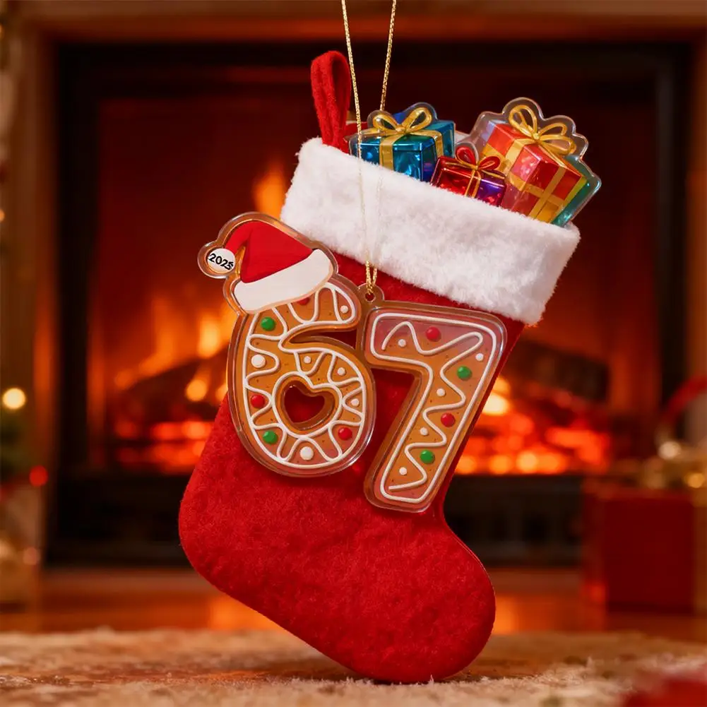 2025 مضحك 67 ميمي الزنجبيل عيد الميلاد زخرفة الاكريليك تذكار هدية للأحفاد والمراهقين الاتجاه عطلة شجرة الديكور #6