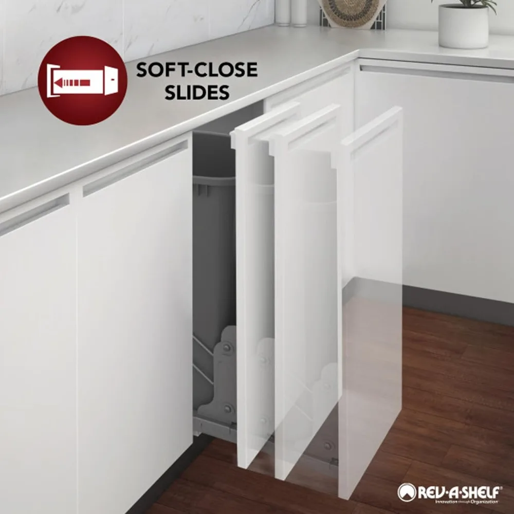 Rev-A-Shelf 8" Pullout Storage Organizer for Base Kitchen/Bathroom Cabinets, Spice Rack Pantry Shelves with Soft-Close Slides, W
