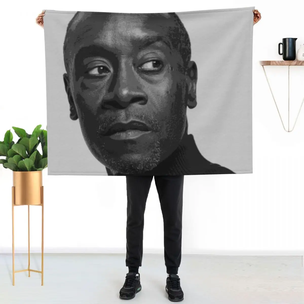 Don Cheadle Pop Art Portrait Throw Blanket Warm Flannel Blanket for Couch Chair Bedroom