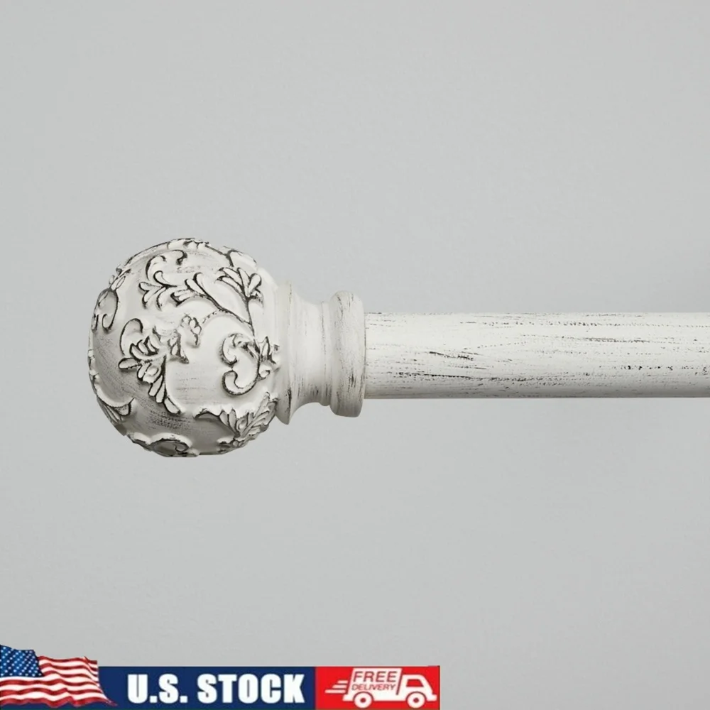 

Adjustable 1 Inch Curtain Rod Set with Floral Finials Supports Up to 25 lbs Includes Installation Hardware Window Décor