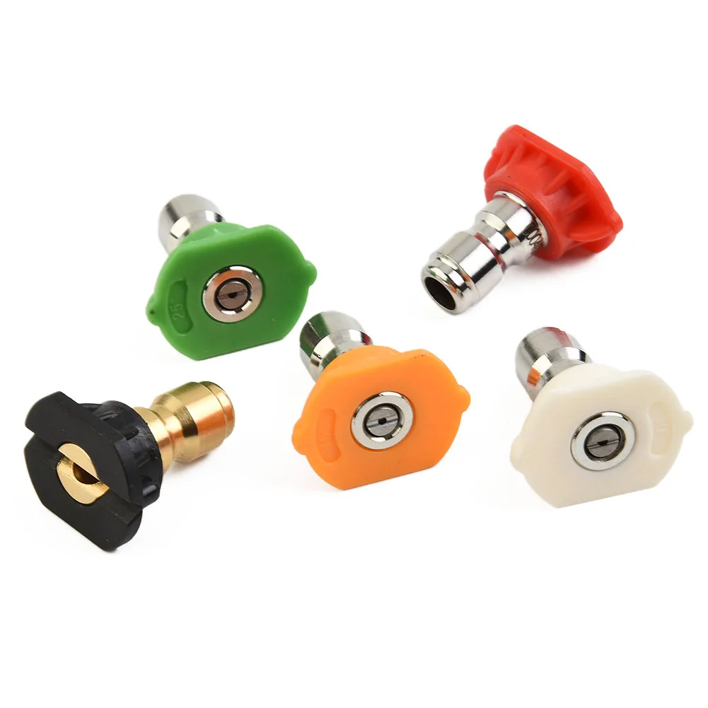 

5pcs 1/4inch Pressures Washers Spray Tips Nozzles Higher Power Kits Quick Connects Set Pressure Washers Gardens Tools Parts