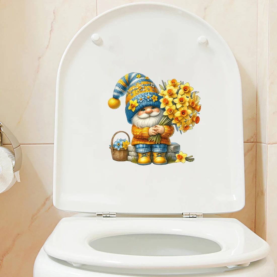 Three Ratels QB97 Cute Yellow Forest Dwarf lucky Wall Stickers for Home Decoration Toilet decals