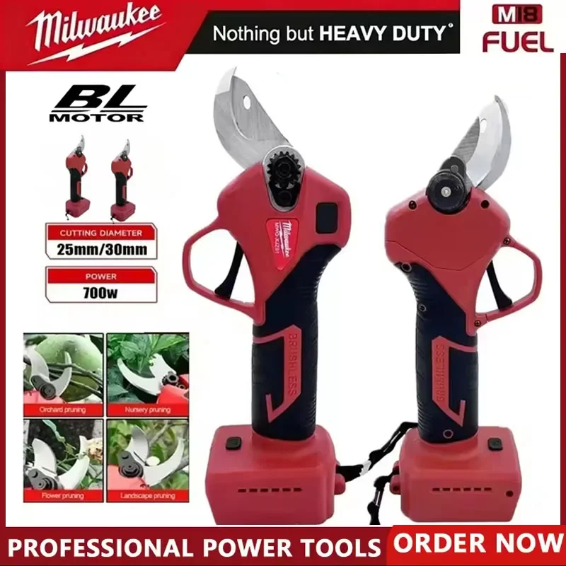 

Milwaukee Brushless Electric Pruner Cordless 4-Gear Handheld Shrub Pruning Tree Branch Cutter for 18V 20V Batteries
