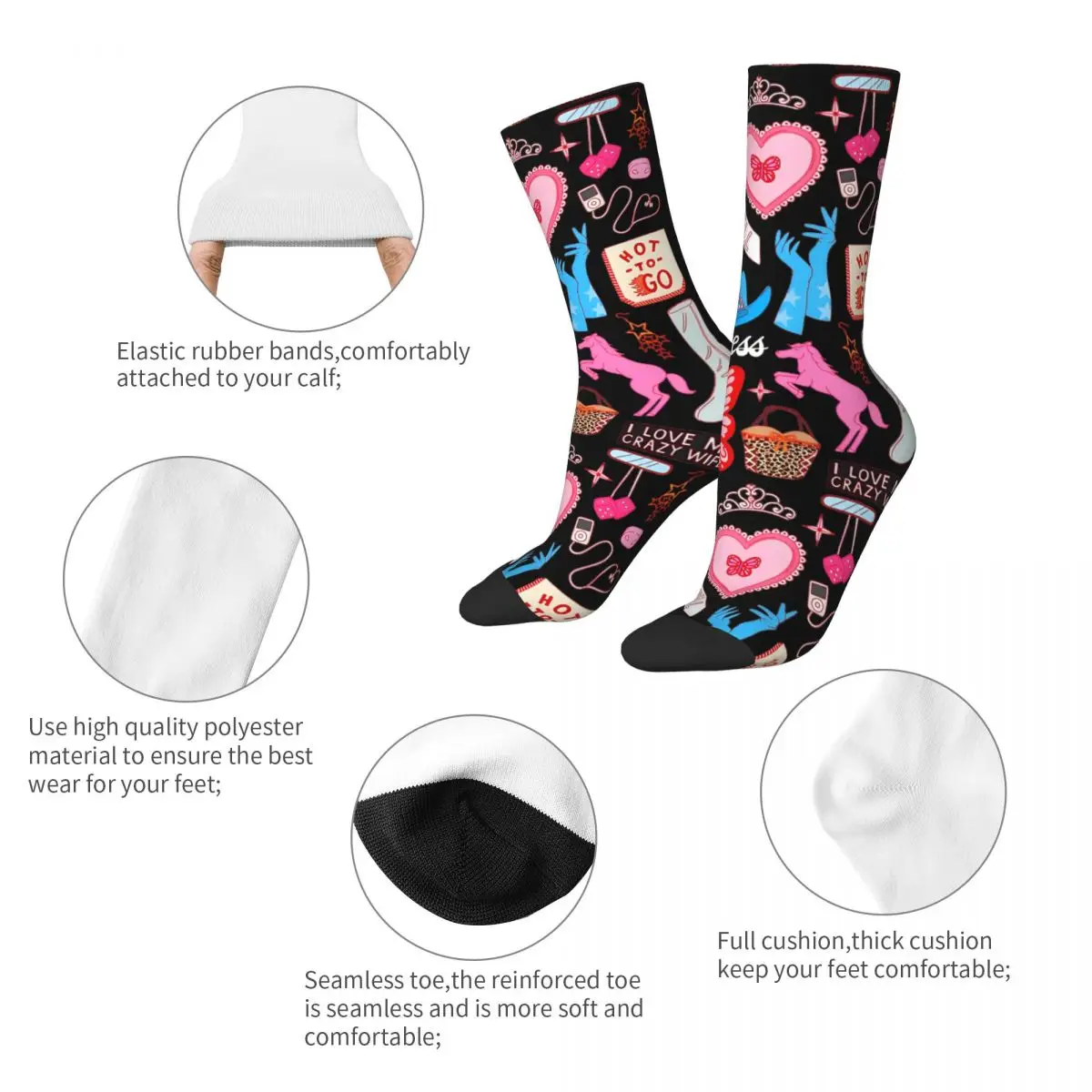 Winter Warm Harajuku Men's Women's Chappell Roan Pink Pony Club Socks Midwest Princess Music Breathable Basketball Socks