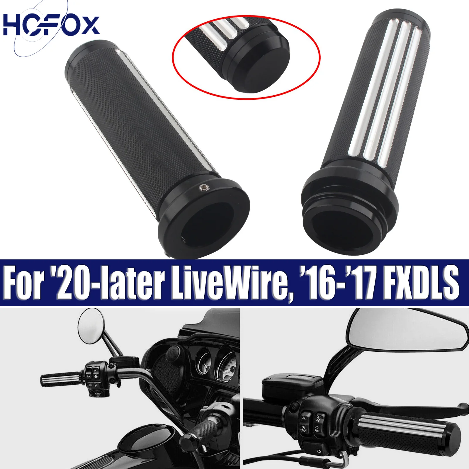 

Handlebar Hand Grips Black Cut for most Harley motorcycles with 1" handle bar electronic throttle