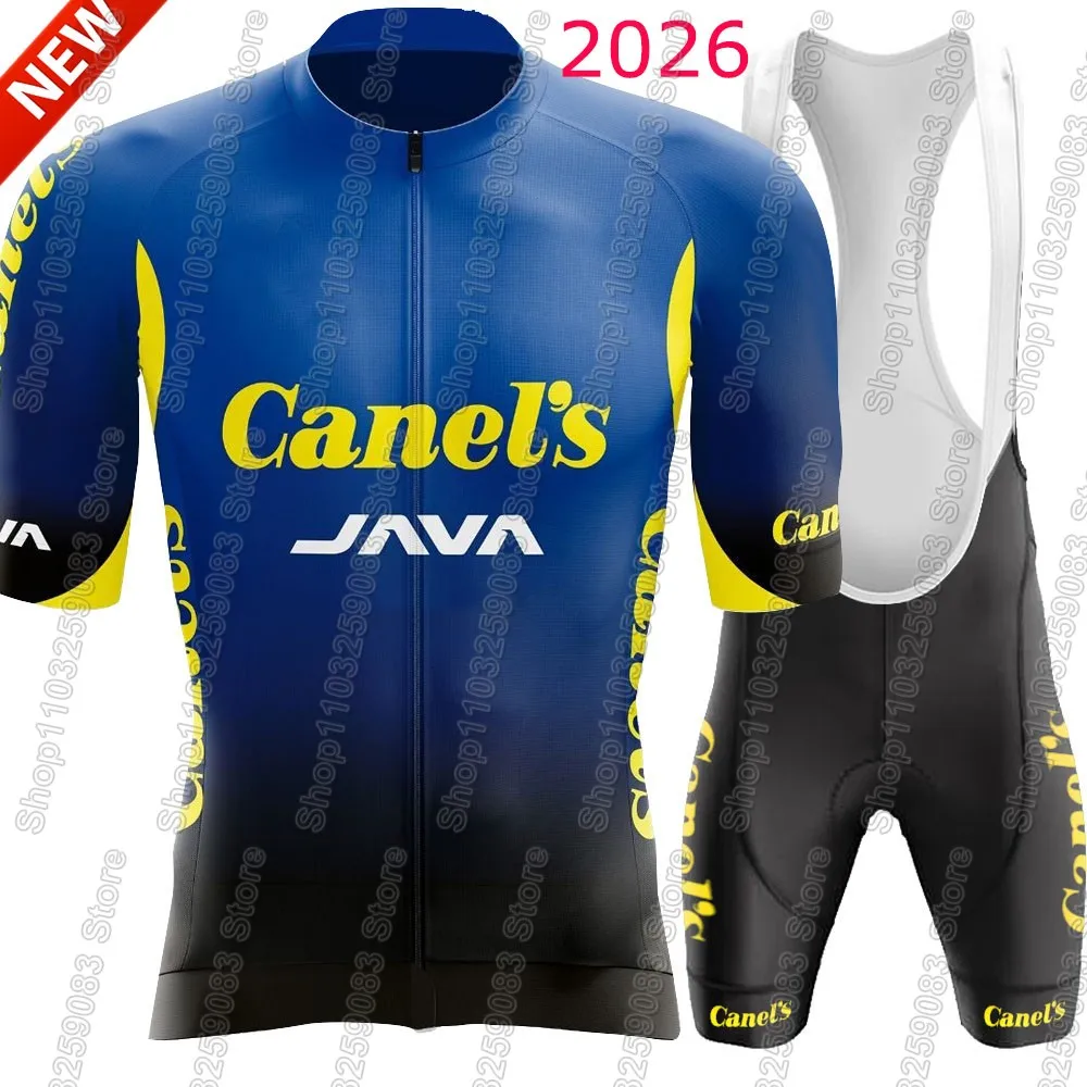 Conjunto de Ciclismo 2026 del Equipo Canel's Java México, Jersey de Manga Corta, Pantalones Cortos con Tirantes para Bicicleta de Carretera y Montaña